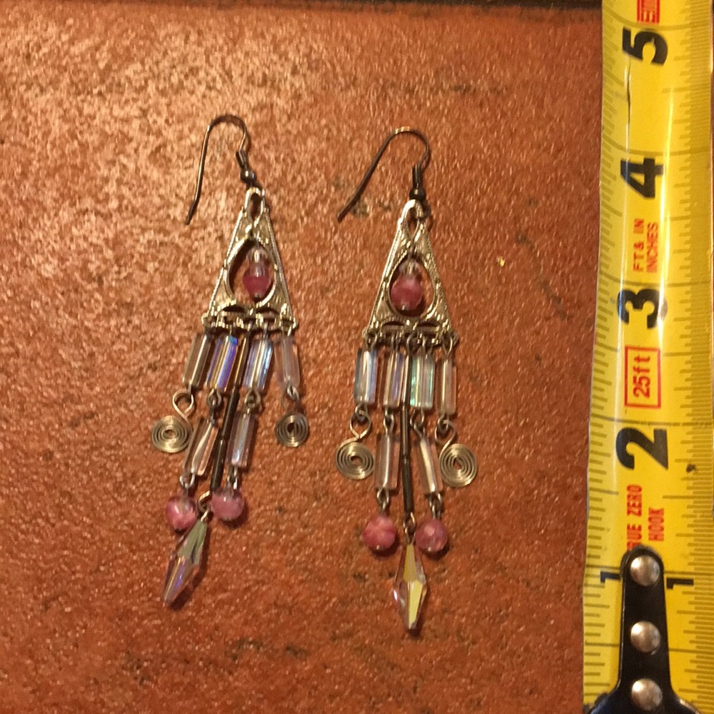 Crystal dangle pierced earrings